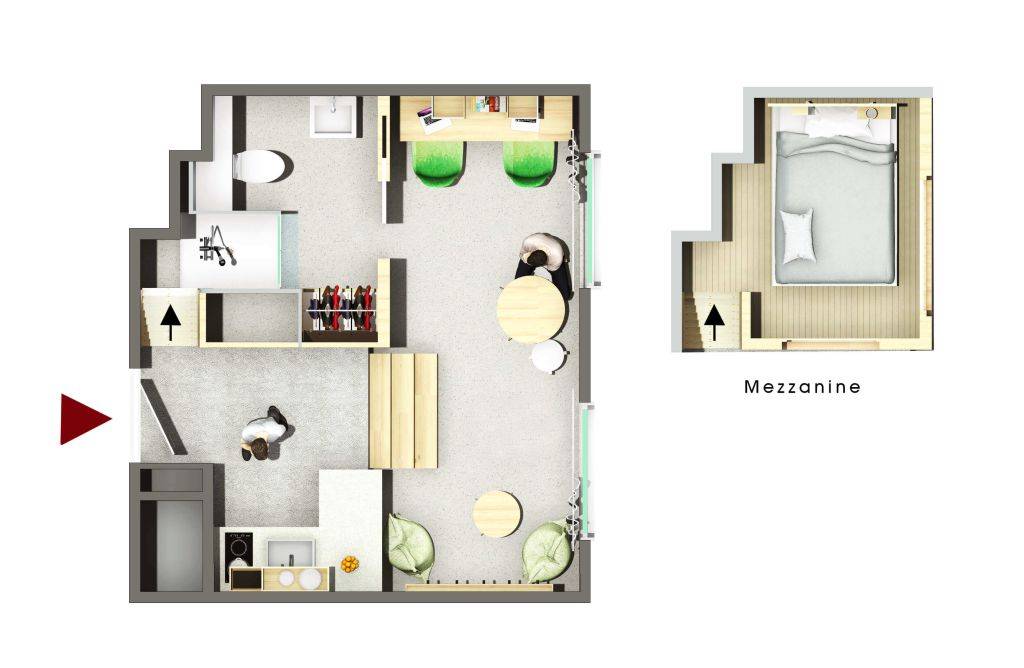One-bedroom apartment with mezzanine – UBK-114874